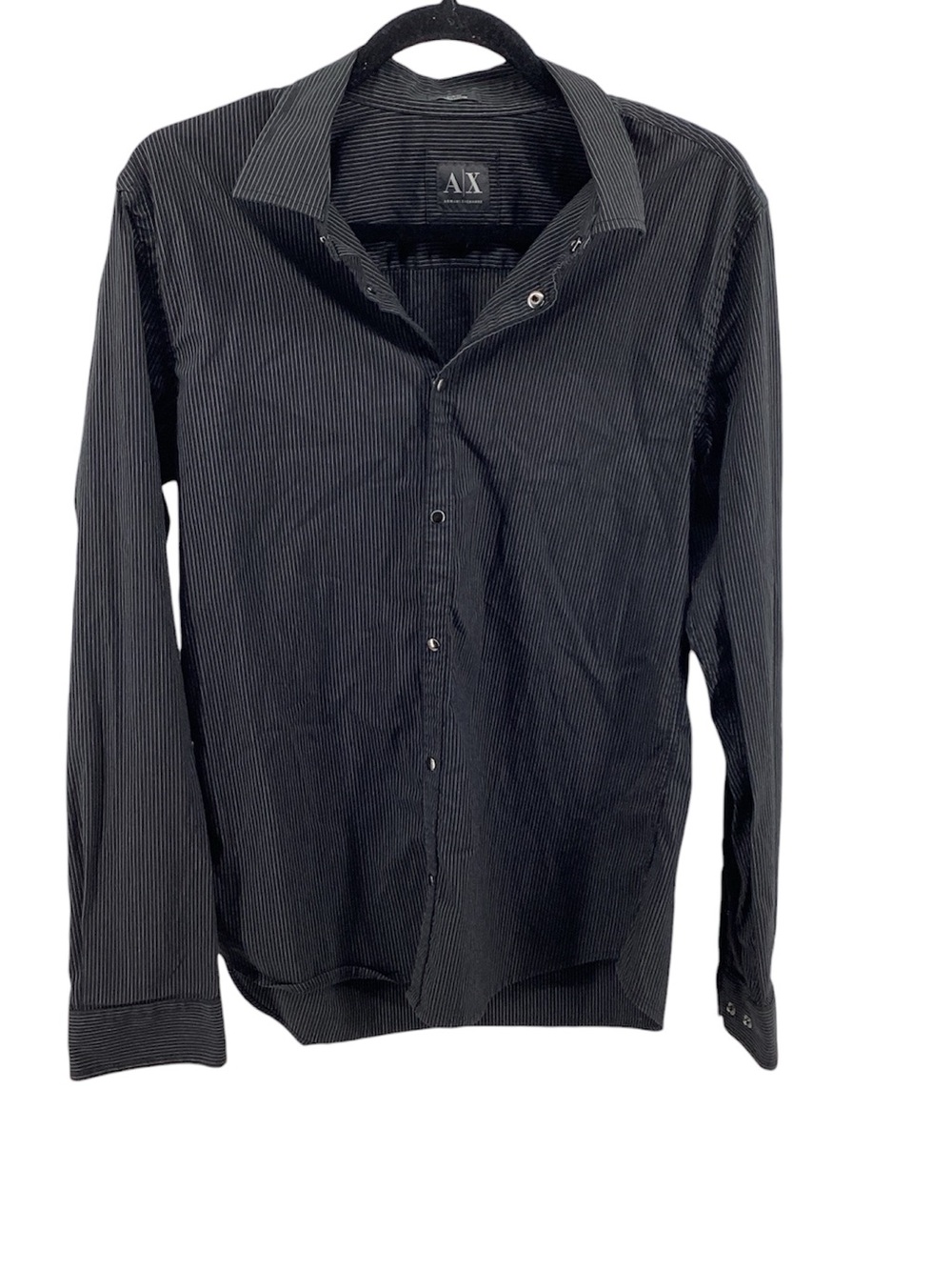 💚 A/X Armani Exchange Black Pinstripe Dress Shirt Size S/M